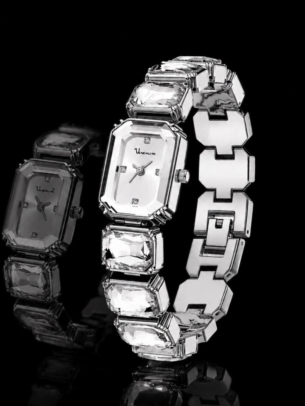 New!Luxury Silver Crystal Bracelet Watch